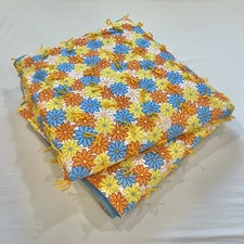 Vintage Multicolor Floral Flower Power Tied Quilt Blanket Coverlet Full/Queen