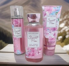 Bath Body Works Sweet Pea Fragrance Body Mist,Body Cream Shower Gel Set of 3