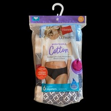 Hanes Ultimate 6-Pair Women's Brief Underwear Panties Cotton Breathable L/7