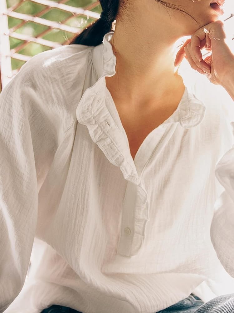 Ruffled Victorian white button down poetcore lite… - image 12