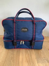 Henselite Lawn Bowls Bag Blue Double Deck 4/6 Bowl Carrier Case Retro Style Vtg