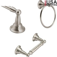 Brushed Nickel Towel Holder Set Easy Install Bath Accessories ADA Compliant New