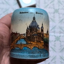 Steingut Bierkrug/Steinkrug mit Zinndeckel Schriftzug Andenken an Berlin