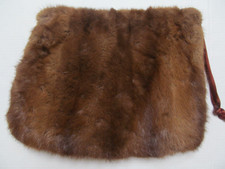 Vintage Mink Muff Marshall Field 11 x 15 Ruched back with zippered pocket