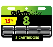 Gillette Labs Men's Blade Refills w/Exfoliating Bar 8 Refills***FREE SHIPPING***