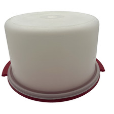Tupperware Round Cake Carrier 10" With Lid Vintage Red  No Handle 
