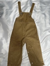 Vintage Infant Boy Tan Corduroy Overalls Bibs 24M Snap Button