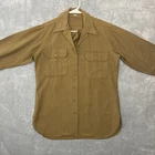 WWII US Army Wool Field Shirt 15x32 OD Brown Gas Flap Military 1940s Vintage