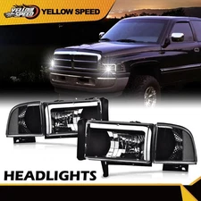Fit For 1994-2002 Dodge Ram 1500 2500 3500 LED DRL Headlights Left+Right Side