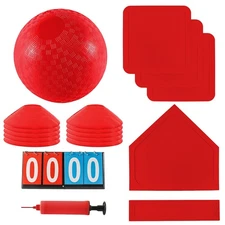 Kickball Set with Bases and Ball - 8.5" Kickball, Rubber Throw Down Bases, Sp...