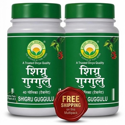 Basic Ayurveda Shigru Guggulu Tablets 40 Count Pack 2 Herbal Tablet Supplement