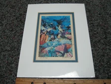 Matted Eileen Seitz Signed print 3 3/4 x 5 5/8" "INTO THE DEEP" 1990