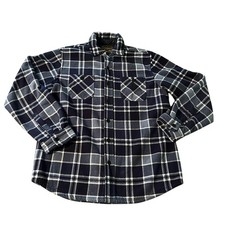 Mens Medium Blue Plaid Sherpa Lined Flannel A...