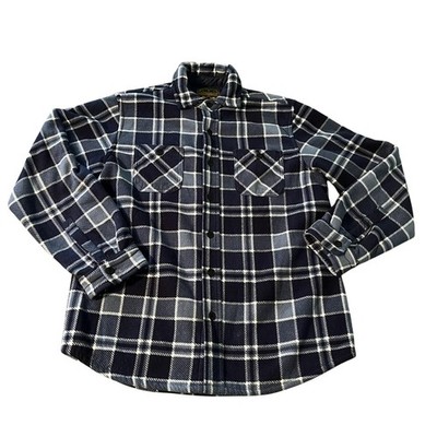 Mens Medium Blue Plaid Sherpa Lined Flannel Anchorage Expedition Shacket Jacket