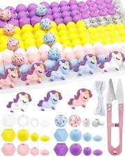 FIVEIZERO 162PCS Silicone Focal Beads for Keychain Making, Animal, Round