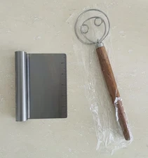 NEW Danish Sourdough Bread Mixer Whisk 12" w Dough Cutter for Baking