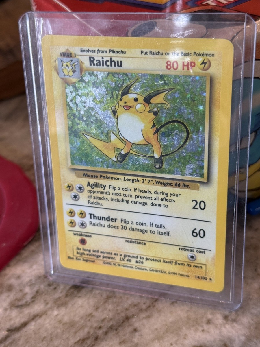 RAICHU - Base Set - 14/102 - HOLO Rare - Pokemon Card - NR MINT