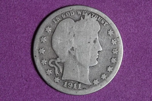 Estate Find 1911 D Barber Quarter Dollar #K59502