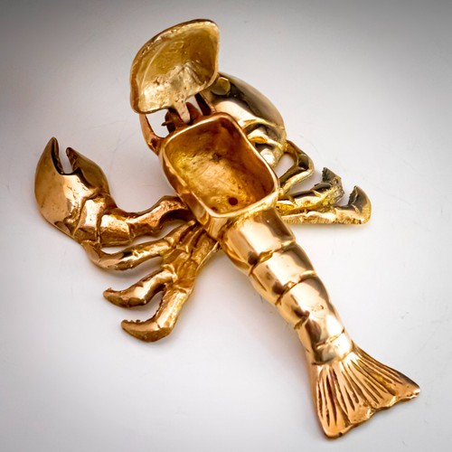 Brass Lobster Figurine Trinket/Jewellery Box Holder Vintage Decorative Marine