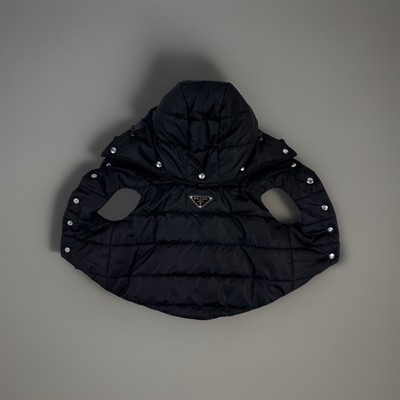 Prada Nylon Puffer Black Ditachable Hood Dog Coat Size: S UK