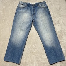 Rocawear Jeans Mens 38x32 Blue Baggy Loose Fit Light Wash Denim Hip Hop Y2K
