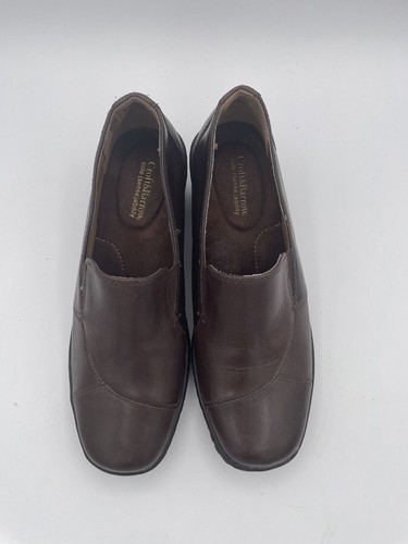 Croft & Barrow Wedge Comfort Shoes Women's Sz 7 Brown Leather Slip On Clogs - Picture 5 of 7
