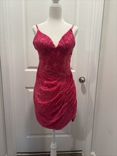 Women  s junior Hot Pink Party Cocktail Prom Short Mini Dress