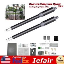 Electric Arm Dual Swing Gate Opener Automatic Heavy Duty Kit w/ Remote 650lbs