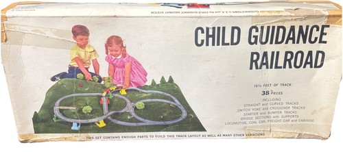 Vintage Child Guidance Railroad No 350 Original Complete 38 Pieces OG Box - Picture 1 of 13