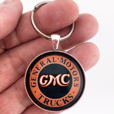 Vintage GMC Trucks General Motors Sign Logo Emblem Orange 1.2" Diameter Keychain