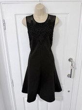 Roman Occasions Black Floral Lace Yoke Sleeveless Fit Flare Midi Skater Dress 16