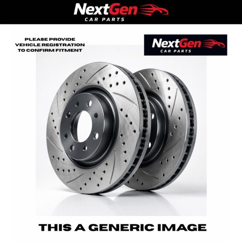 Drilled and Grooved Brake Disc Pair for BMW 3 Series Compact e46 2001 to 2005
