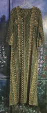 Vintage 1970s Caftan Indian Cotton Print Hippie Psychedelic Maxi Daishiki MuuMuu