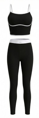 NEW AIo Yoga Set Airbrush Streamlined Bra Tank+High-Waist Legging Women's Suit