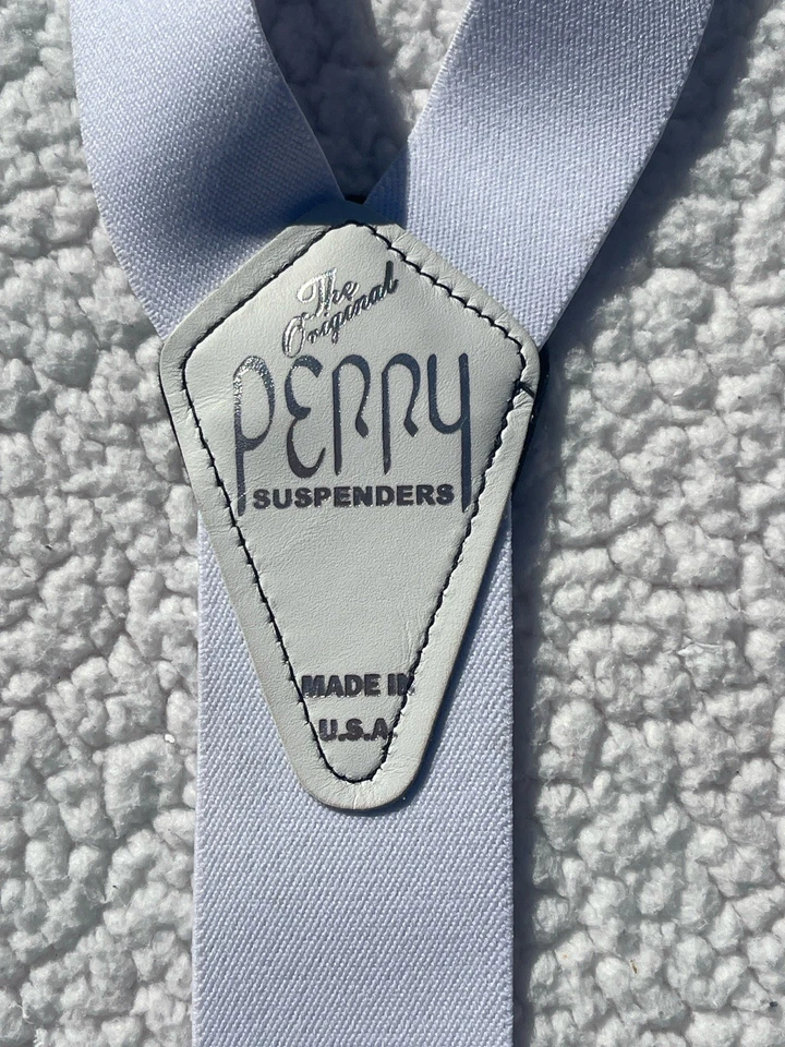 Perry The Original Blanco Elástico Gancho Cinturón Tirantes Hecho en EE. UU. 2" Foto 2 de 4