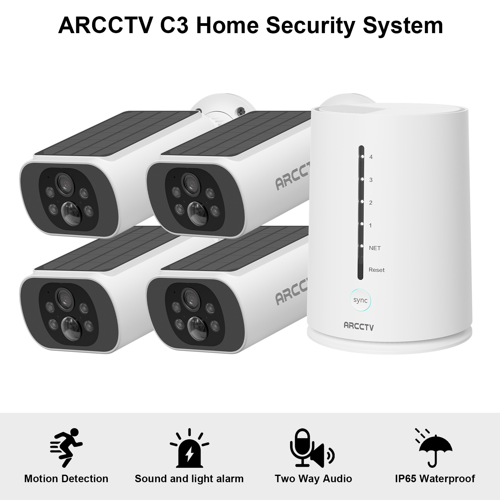 ARCCTV Solar Security Camera System Outdoor Wifi6 Battery 4MP Night Vison IR