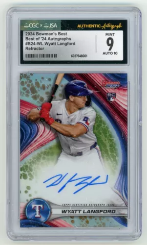 Wyatt Langford 2024 Bowman's Best CGC 9 Auto 10 Refractor - POP 1 RC Card