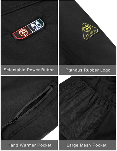 Ptahdus Men'S Heated Jacket Soft Shell with Hand Warmer, with 7.4V Battery Pack - Picture 5 of 14