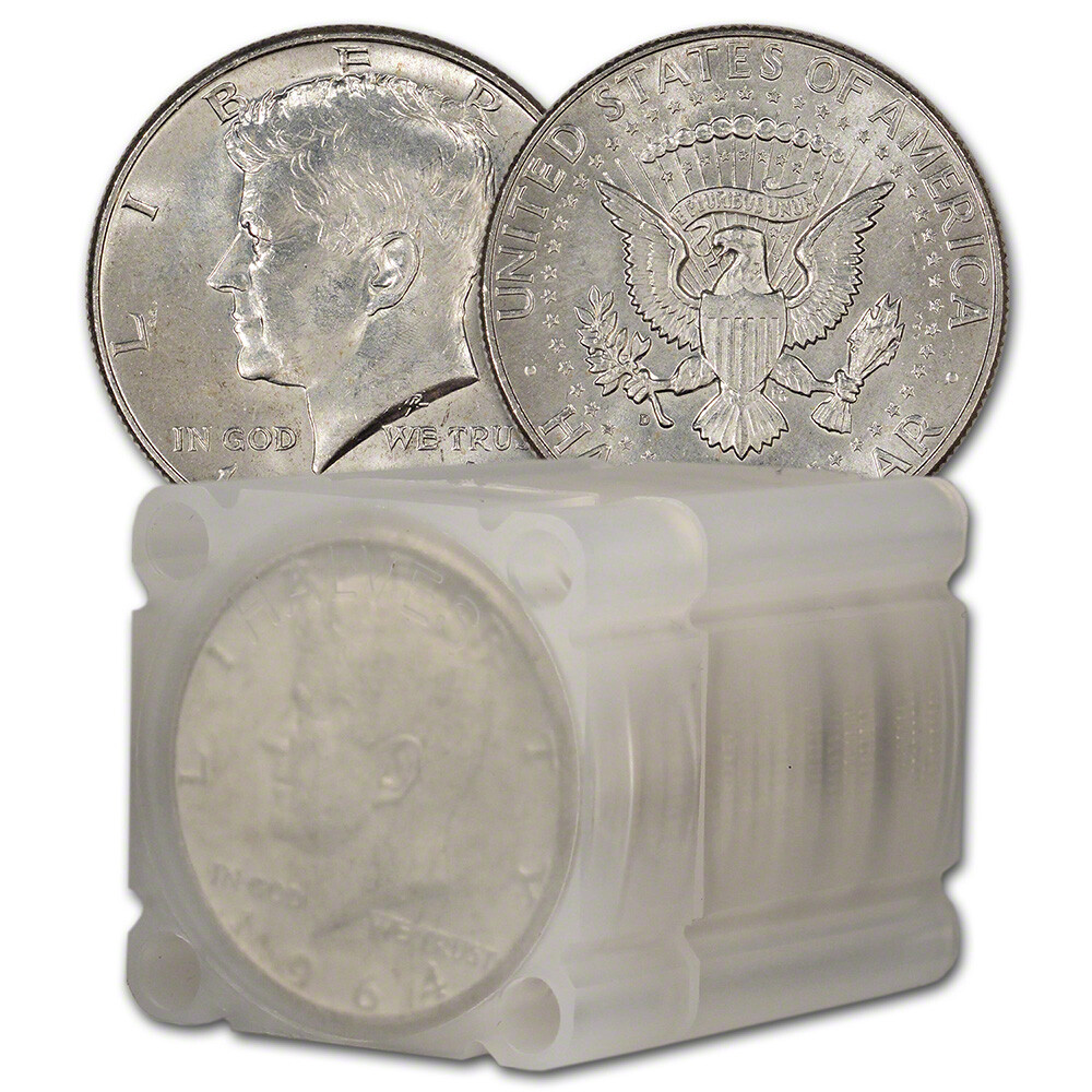 90% Silver 1964 Kennedy Half Dollars - BU - Roll of 20 - $10 Face