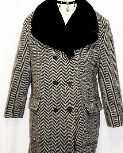 L B46" Long Black WOOL Winter Coat Jacket Women Car Trench Coat WARM - Picture 3 of 6