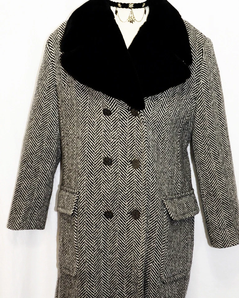 L B46" Long Black WOOL Winter Coat Jacket Women Car Trench Coat WARM - Image 3 of 4