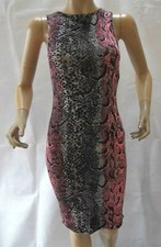 CLUB L PINK/MULTI ANIMAL PRINT BODYCON WIGGLE PENCIL STRETCH DRESS SIZE 8