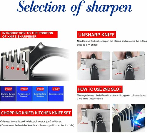 Knife Sharpener Professional Ceramic Tungsten Kitchen Sharpening System Tool - Picture 3 of 7