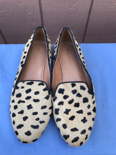 EUC MADEWELL THE TEDDY LOAFER US 6 CALF HAIR LEOPARD TRUFFLE FLATS 05946 A8 - Picture 3 of 9