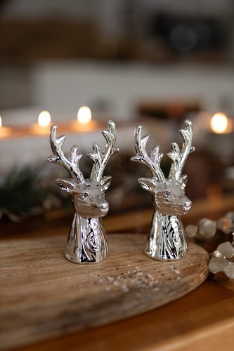 Saleros de pimienta ciervo de Navidad para decoración del hogar botellas de condimento de plata ciervo - Imagen 4 de 24