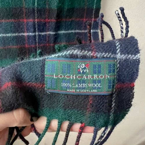 Lochcarron Unisex 100% Lammwolle Highlander Fransen Schal kariert blau grün - Bild 10 von 10