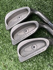 LOVELY SET OF THREE PING EYE 2 IRONS. 1 IRON, 2 IRON, 3 IRON. BLACK DOT.