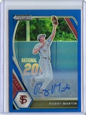 2021 Panini Prizm Draft Picks Base Auto Prizms Blue #198 Robby Martin Ser #/99