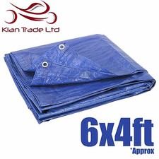 6ft x 4ft TARPAULIN BLUE WATERPROOF TENT FLY COVER GROUND COVER SHEET WINDBREAK