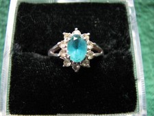 Beautiful Ladies 925 Sterling Silver Ring Gorgeous BLUE STONE Ring Size 6